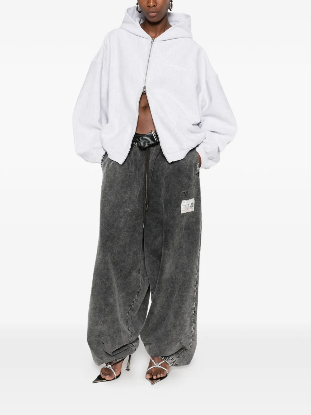 Alexander Wang logo-print zip-up hoodie Grijs