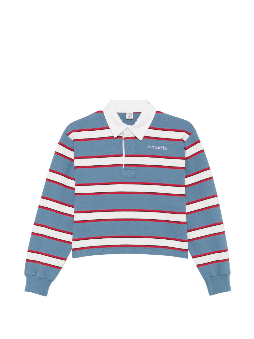 Sporty & Rich Blondie striped long-sleeve polo shirt Blauw