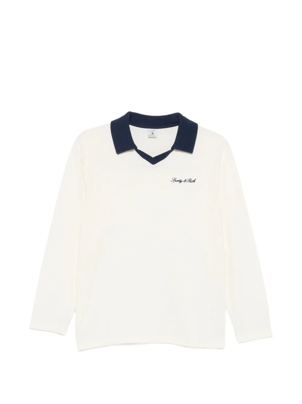 Sporty & Rich logo-embroidered V-neck T-shirt Beige