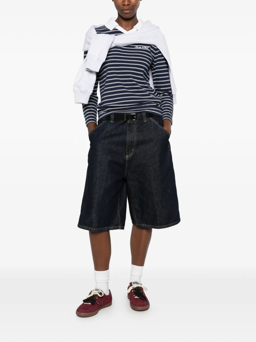 Sporty & Rich striped-pattern long-sleeve T-shirt Blauw