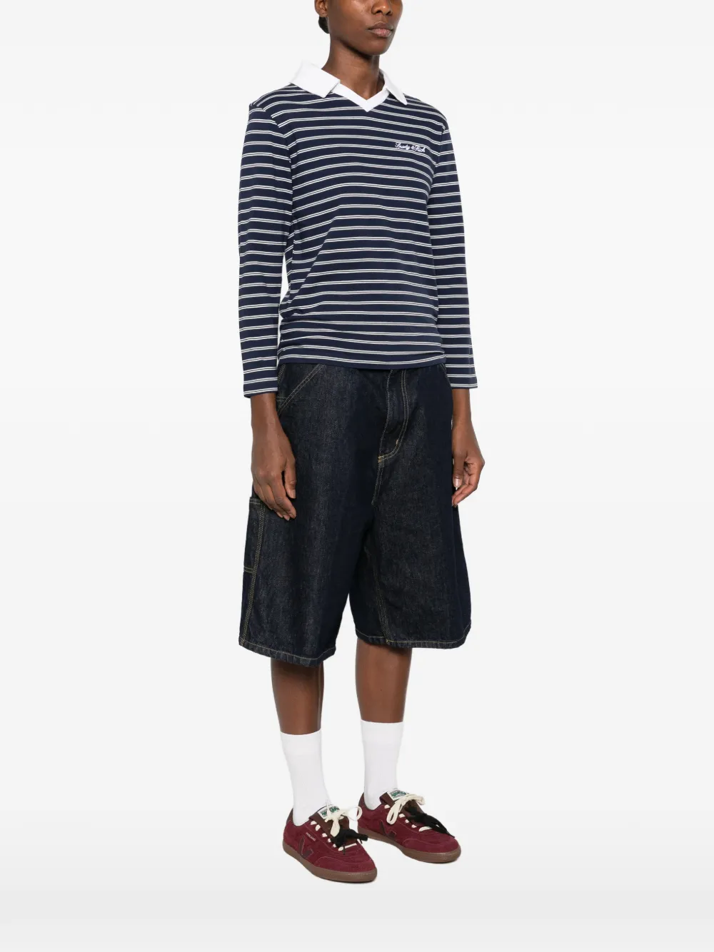 Sporty & Rich striped-pattern long-sleeve T-shirt Blauw