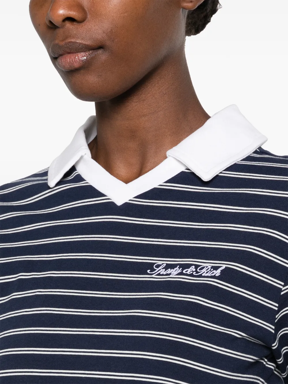 Sporty & Rich striped-pattern long-sleeve T-shirt Blauw