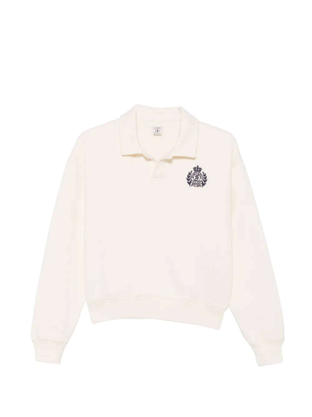 Sporty & Rich Elfa logo-embroidered polo-collar sweatshirt - Toni neutri