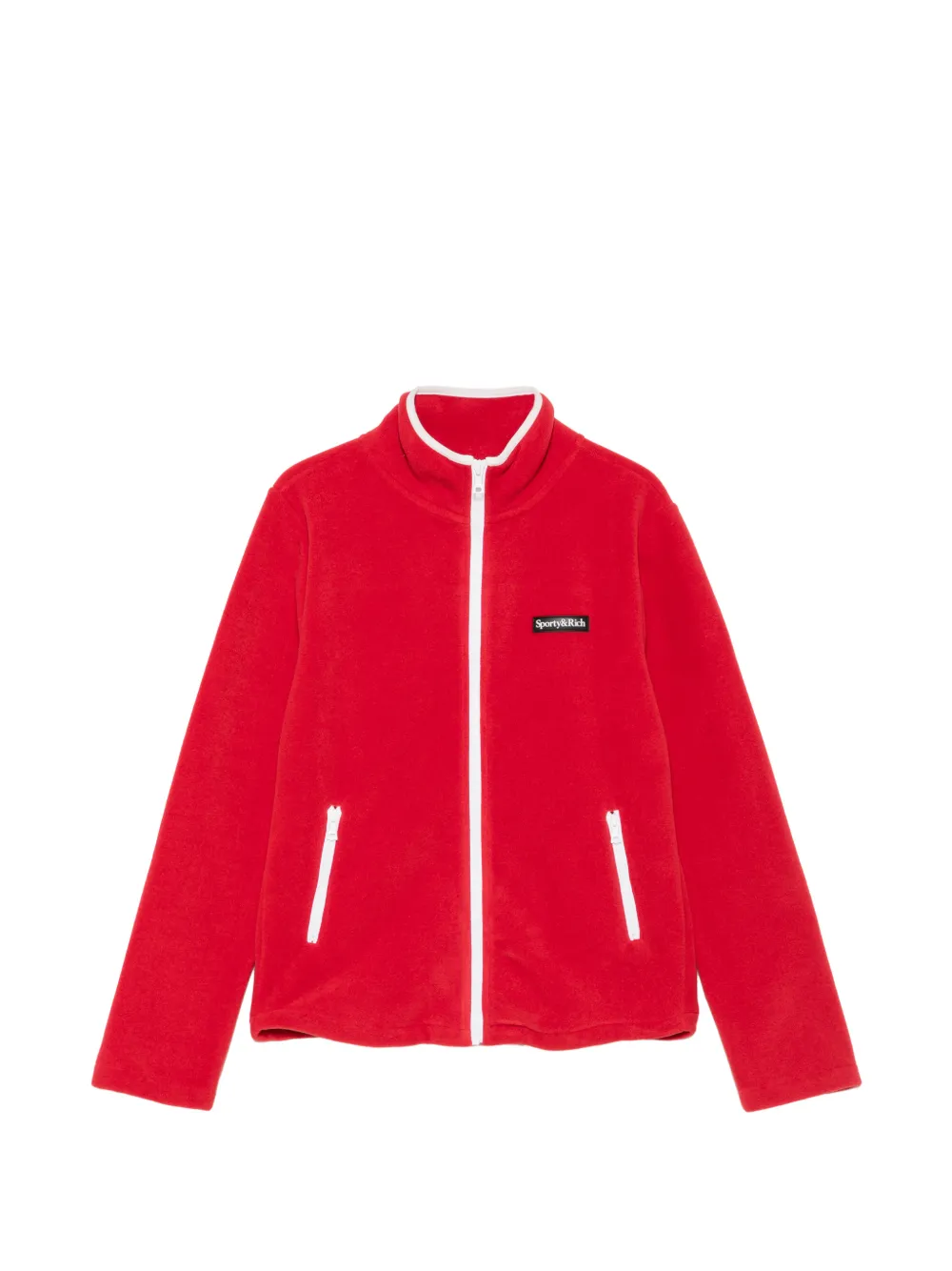 Sporty & Rich Ezia logo-patch zip-up cardigan - Rosso