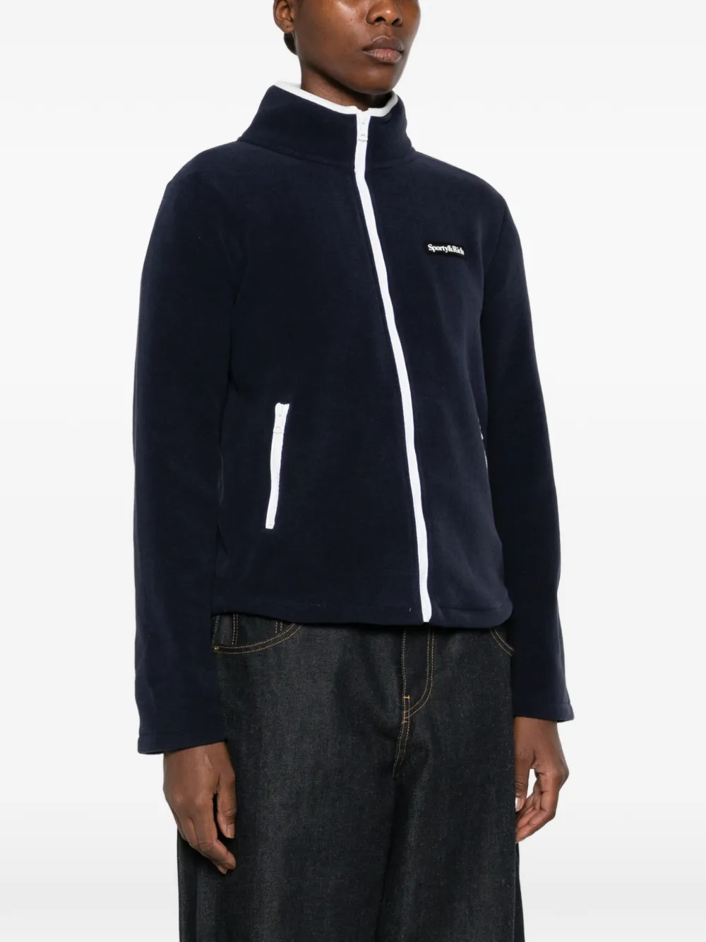 Sporty & Rich Ezia logo-embroidered fleece sweatshirt Blauw