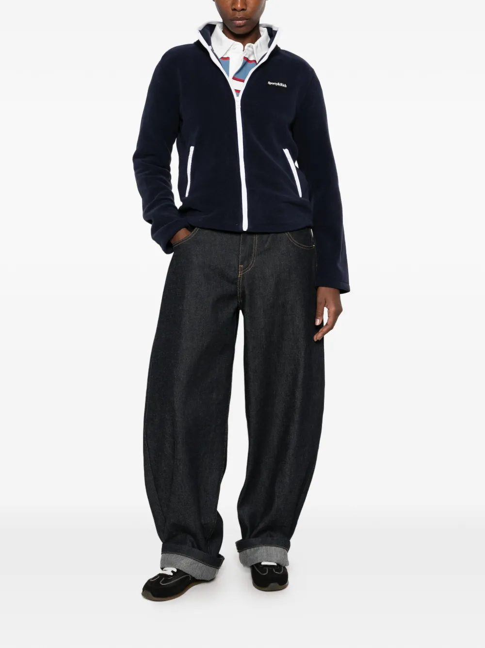Sporty & Rich Ezia logo-embroidered fleece sweatshirt Blauw