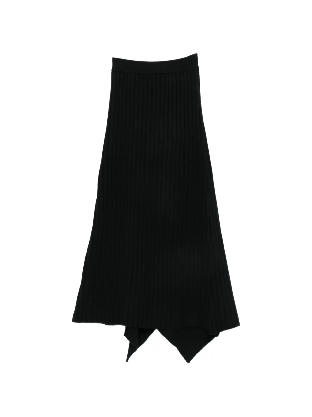 ELY ELY Haze ribbed asymmetric-hem midi skirt - Nero