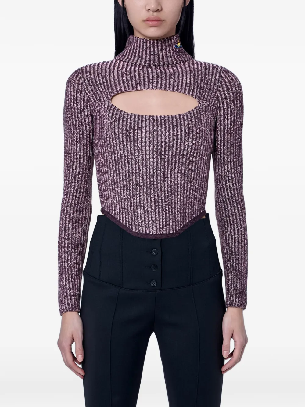 Vivienne Westwood cut-out ribbed-knit sweatshirt - Viola