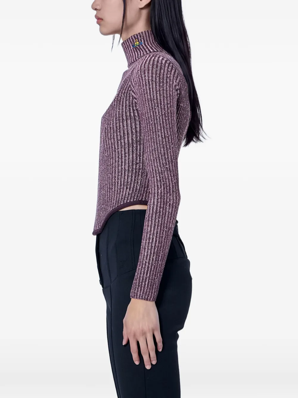 Vivienne Westwood cut-out ribbed-knit sweatshirt Paars