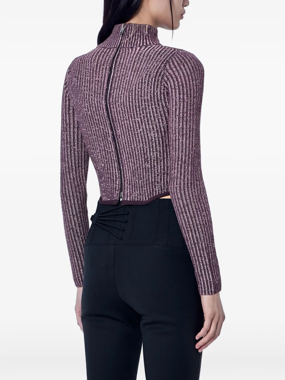 Vivienne Westwood cut-out ribbed-knit sweatshirt Paars
