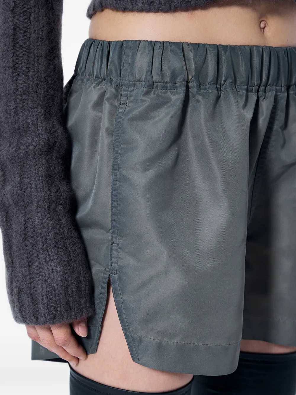 Rick Owens elasticated-waistband mini shorts Grijs