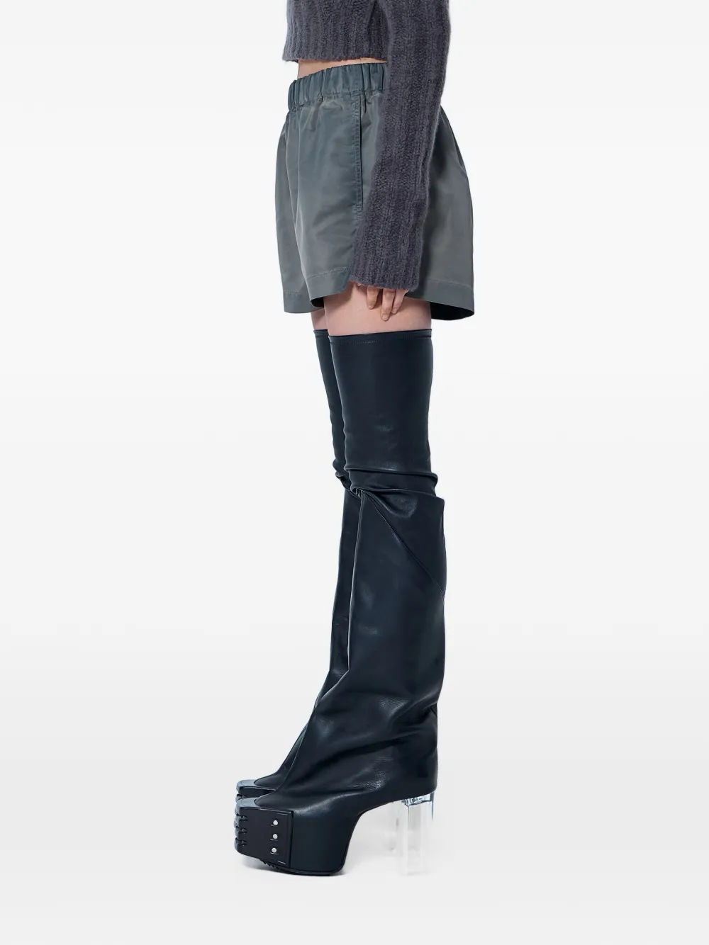 Rick Owens elasticated-waistband mini shorts Grijs
