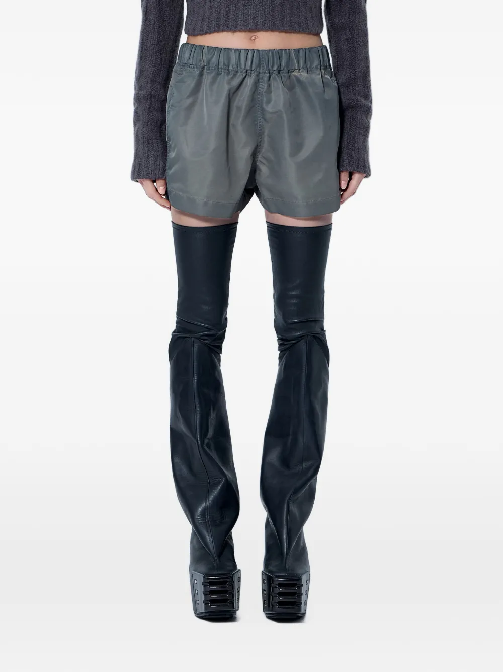 Rick Owens elasticated-waistband mini shorts Grijs