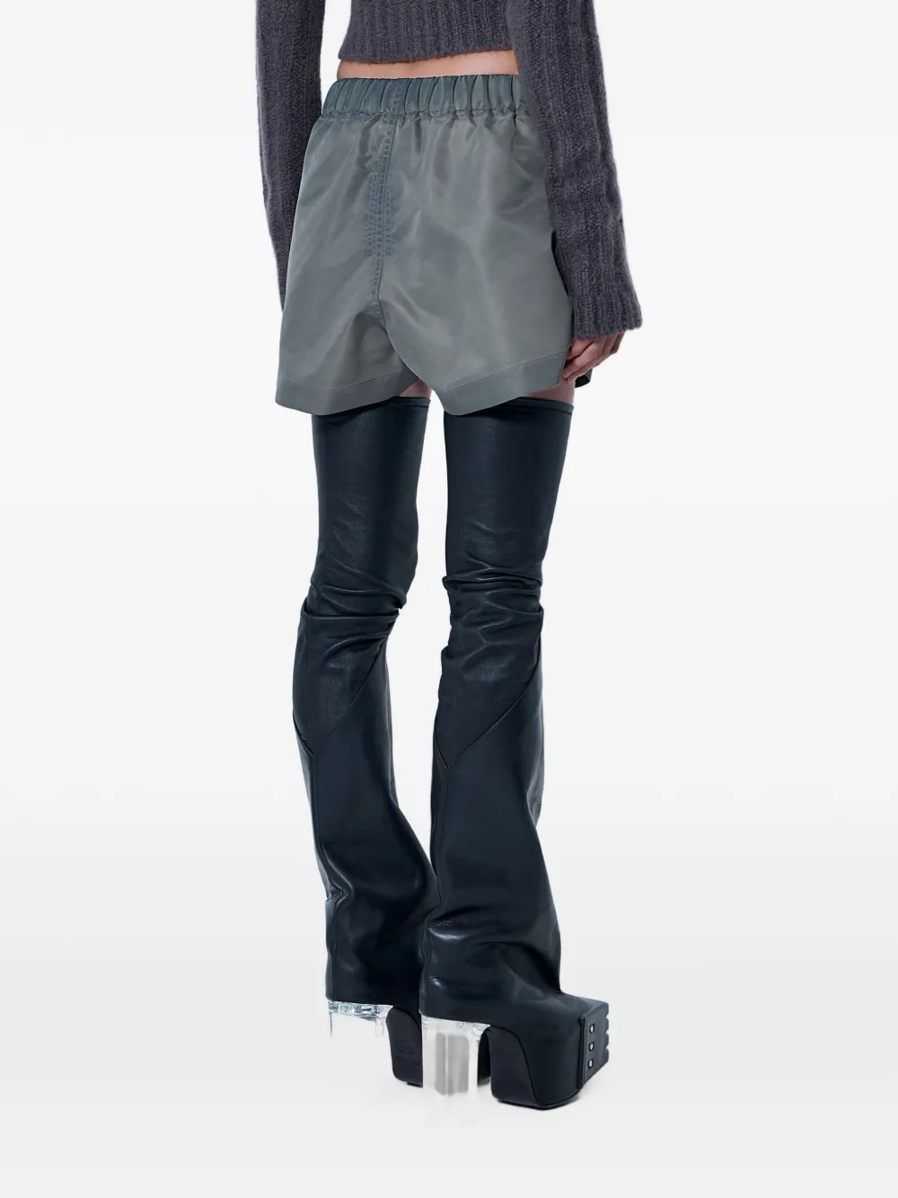 Rick Owens elasticated-waistband mini shorts Grijs