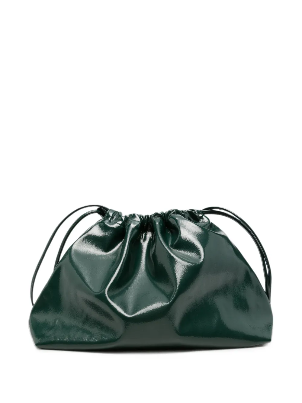 The Frankie Shop Morgan drawstring-fastening ruched clutch bag - Verde