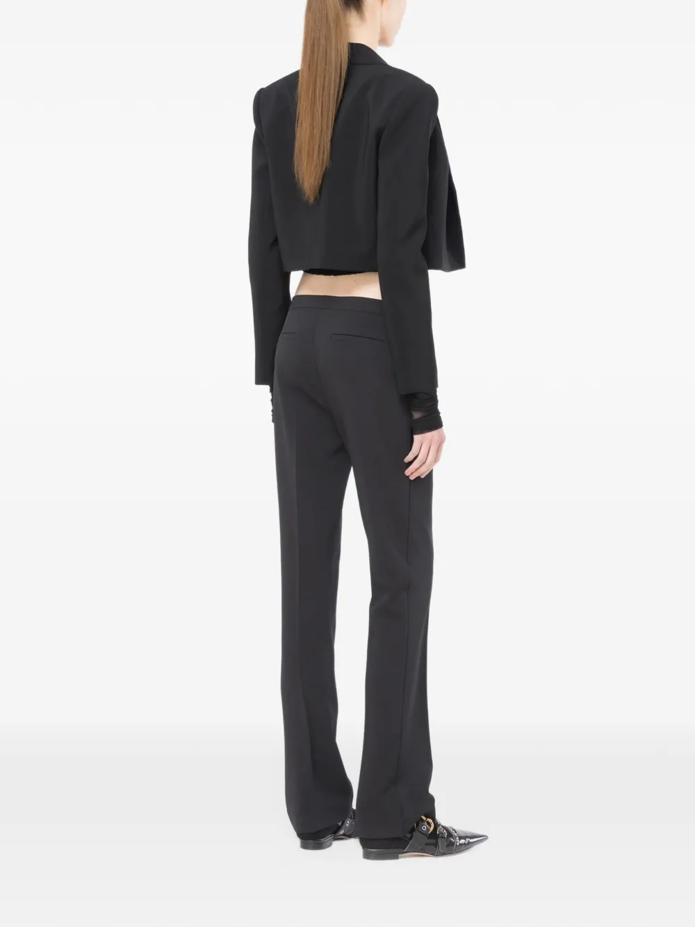 PINKO cropped notch-lapel blazer Zwart