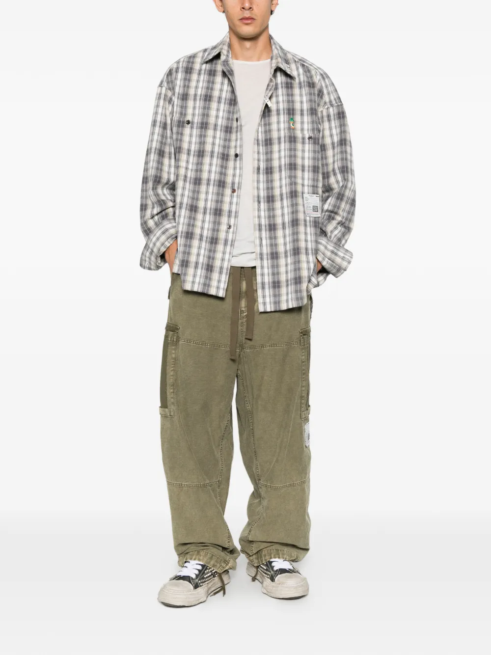 Maison MIHARA YASUHIRO check-pattern embroidered shirt Grijs