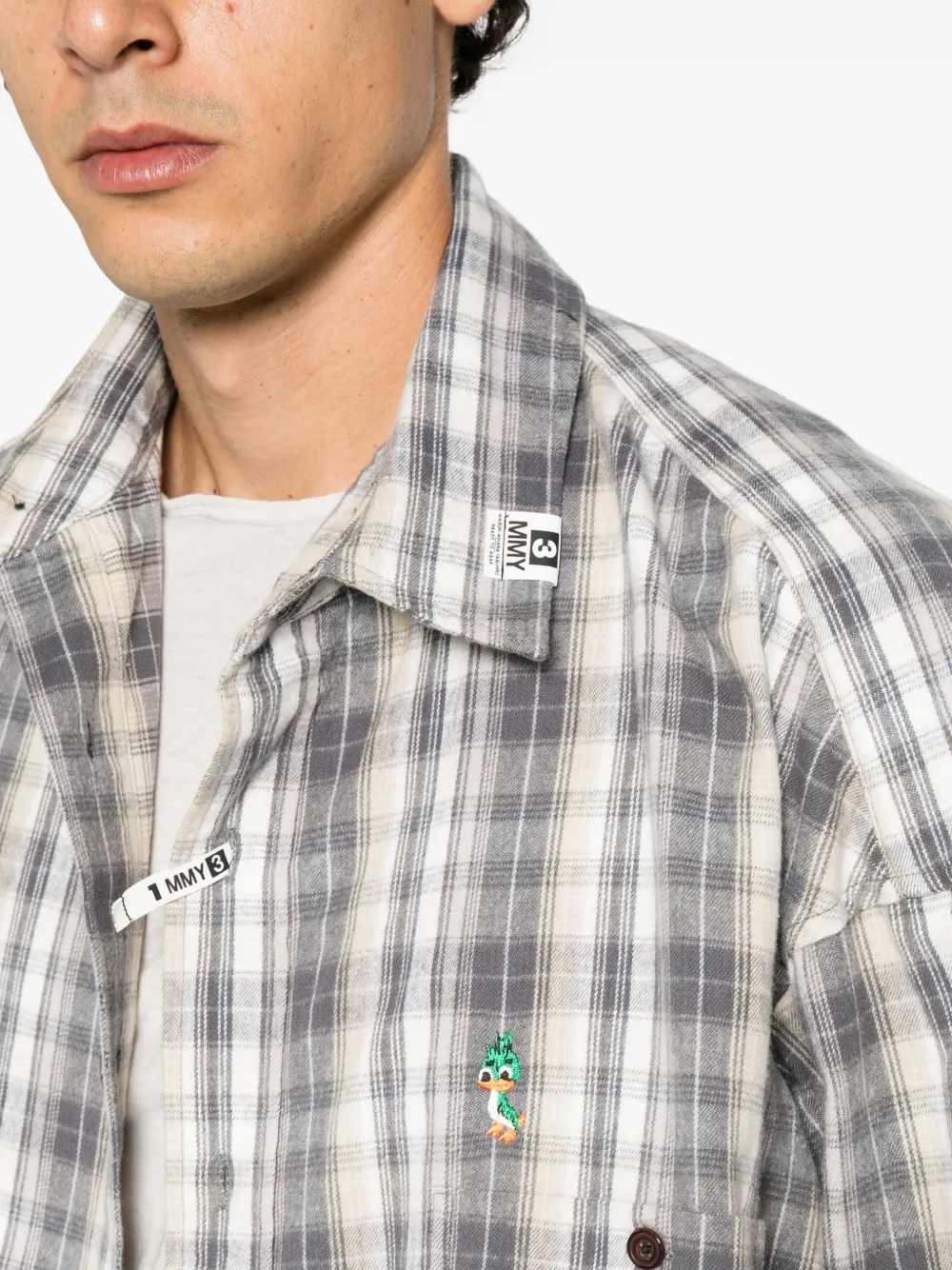 Maison MIHARA YASUHIRO check-pattern embroidered shirt Grijs