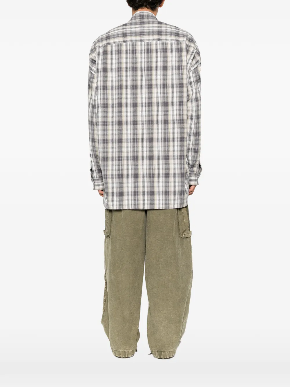 Maison MIHARA YASUHIRO check-pattern embroidered shirt Grijs