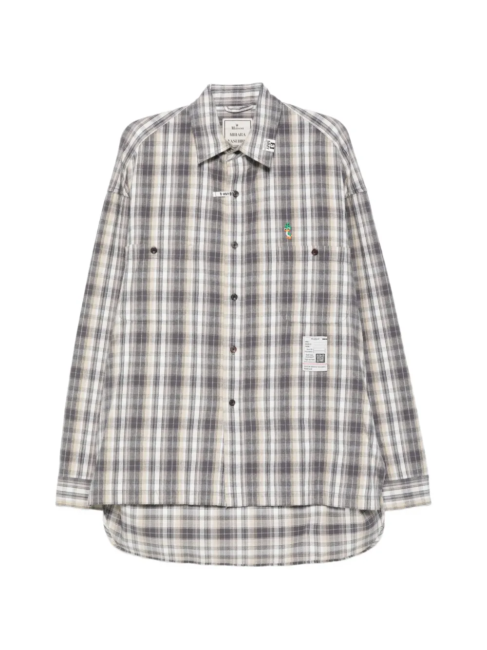 Maison MIHARA YASUHIRO check-pattern embroidered shirt Grijs