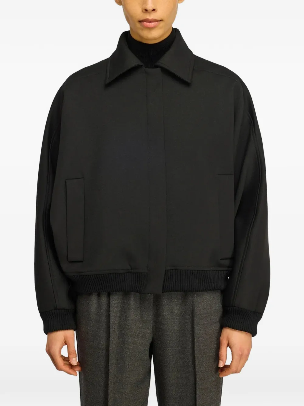 Semicouture Renie concealed-fastening bomber jacket Zwart