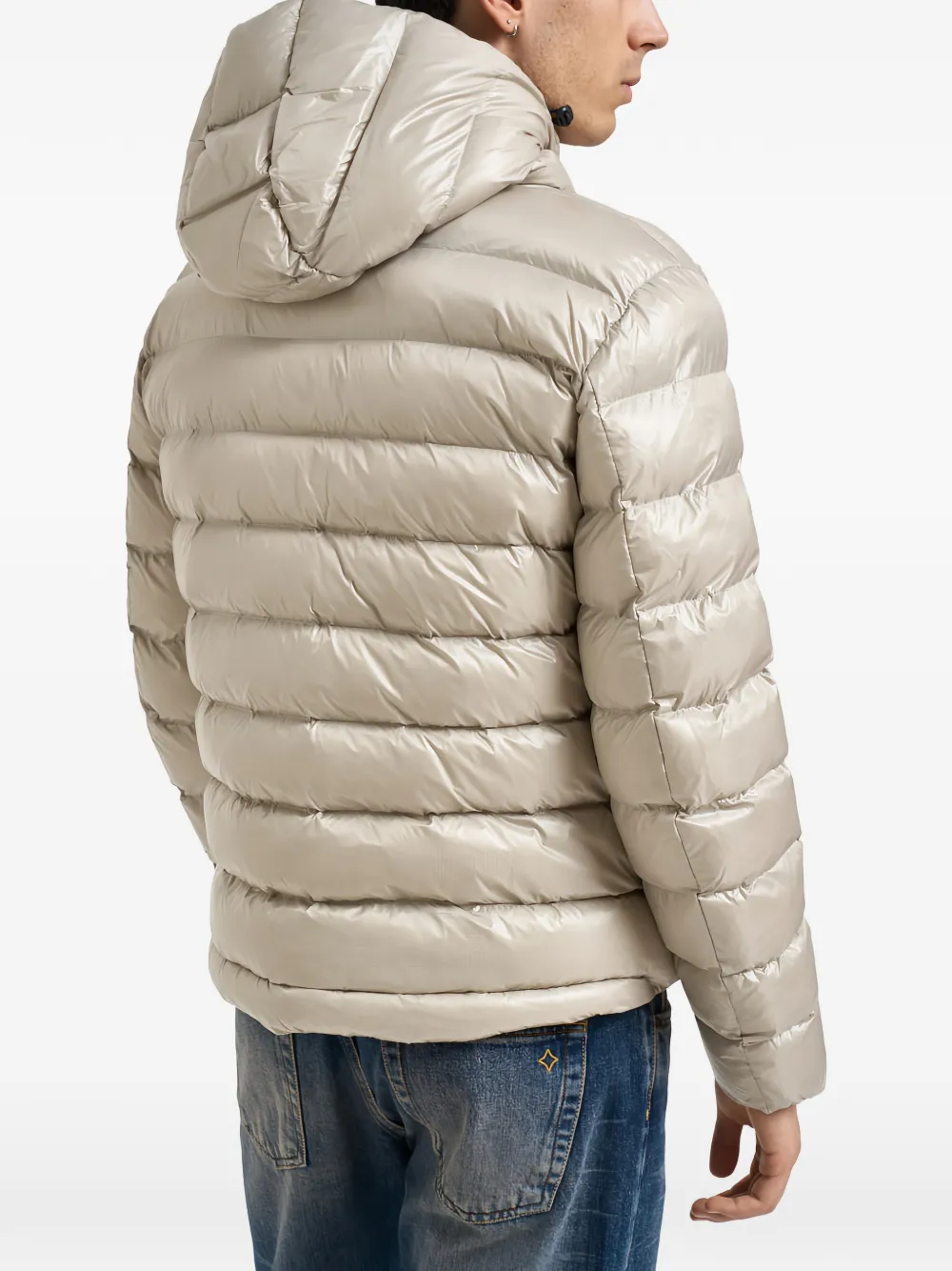Blauer logo-patch padded jacket Beige