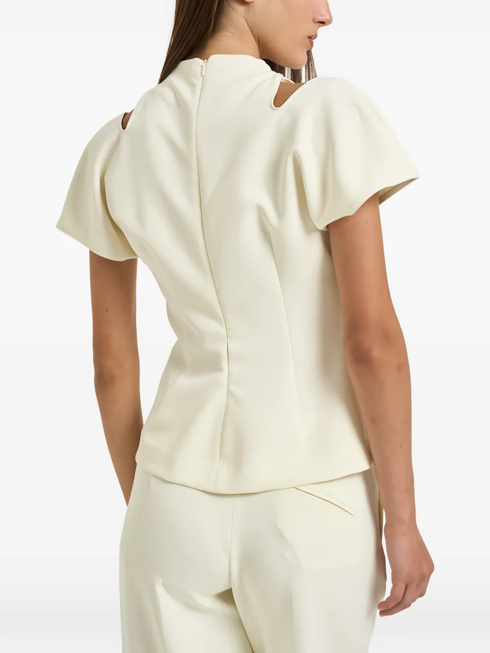 Federica Tosi cut-out cowl-neck blouse Beige
