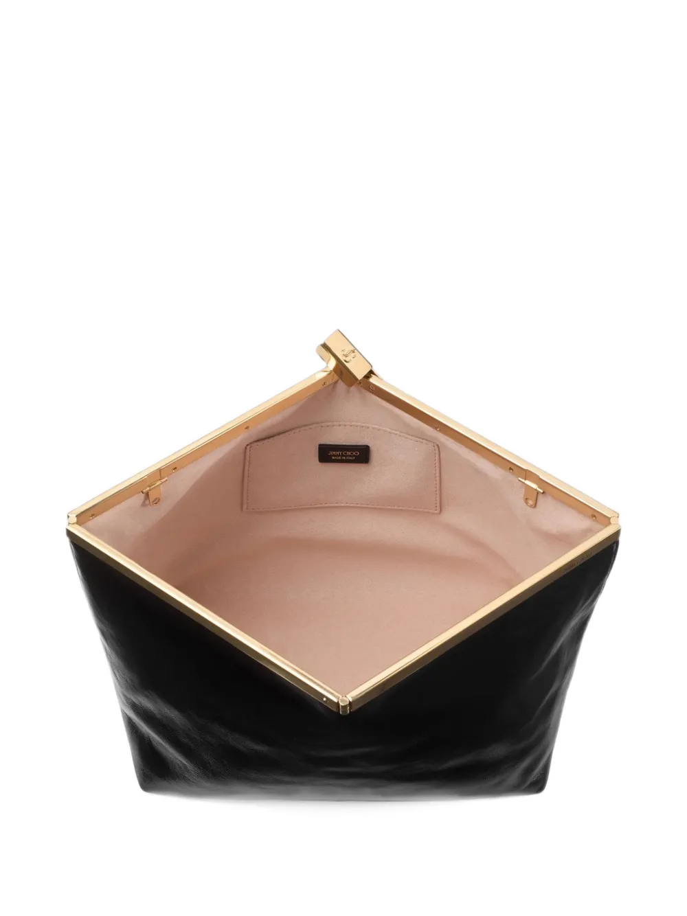 Jimmy Choo Ganache black and gold soft shiny biker leather clutch bag Zwart