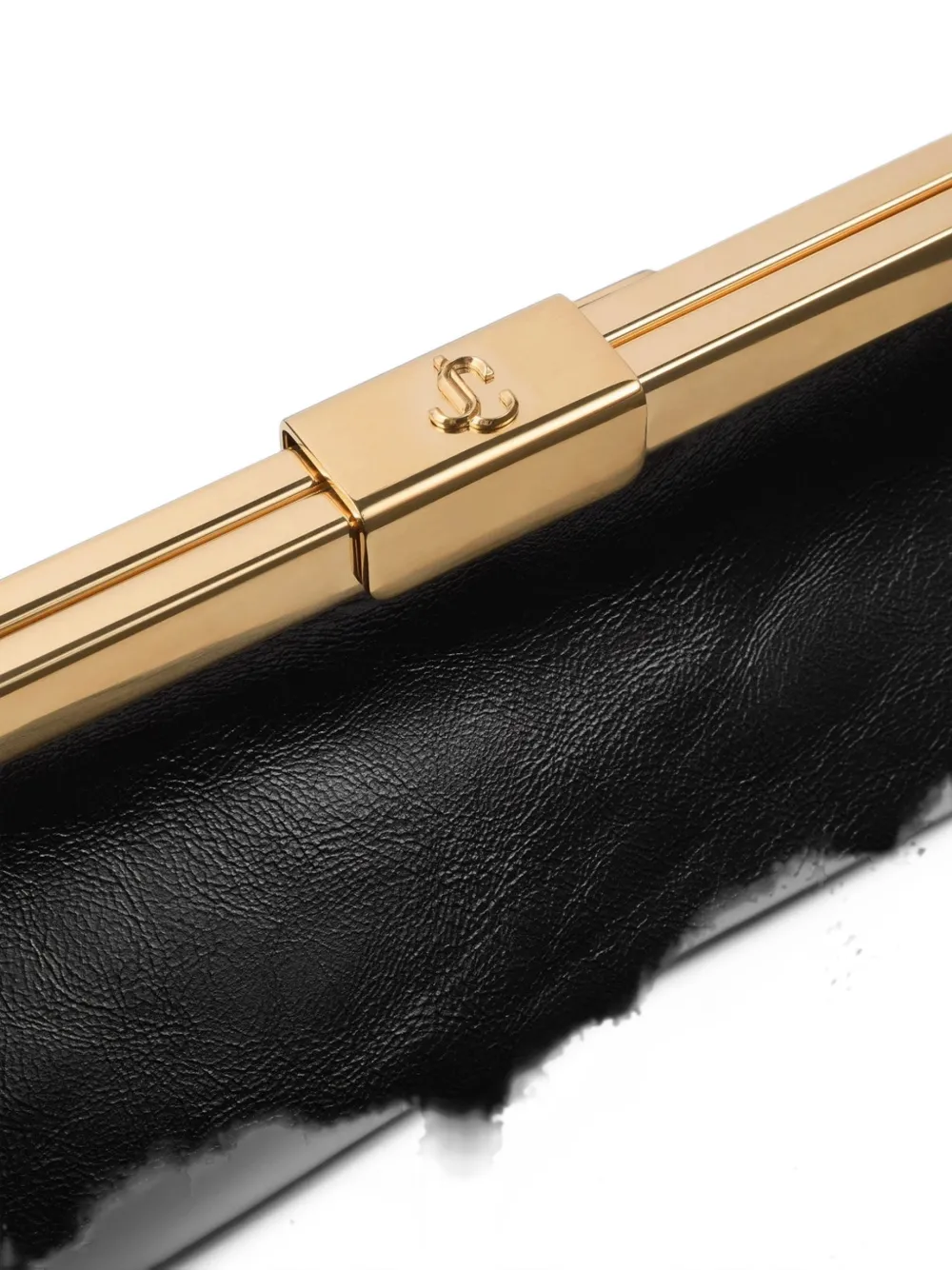 Jimmy Choo Ganache black and gold soft shiny biker leather clutch bag Zwart