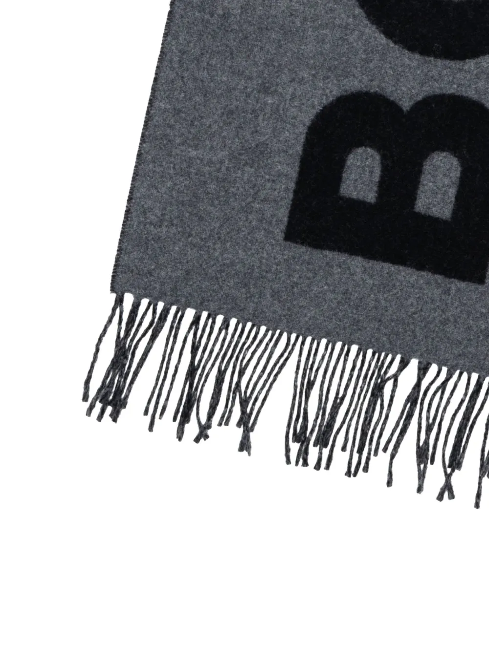 BOSS logo-print fringed scarf Grijs