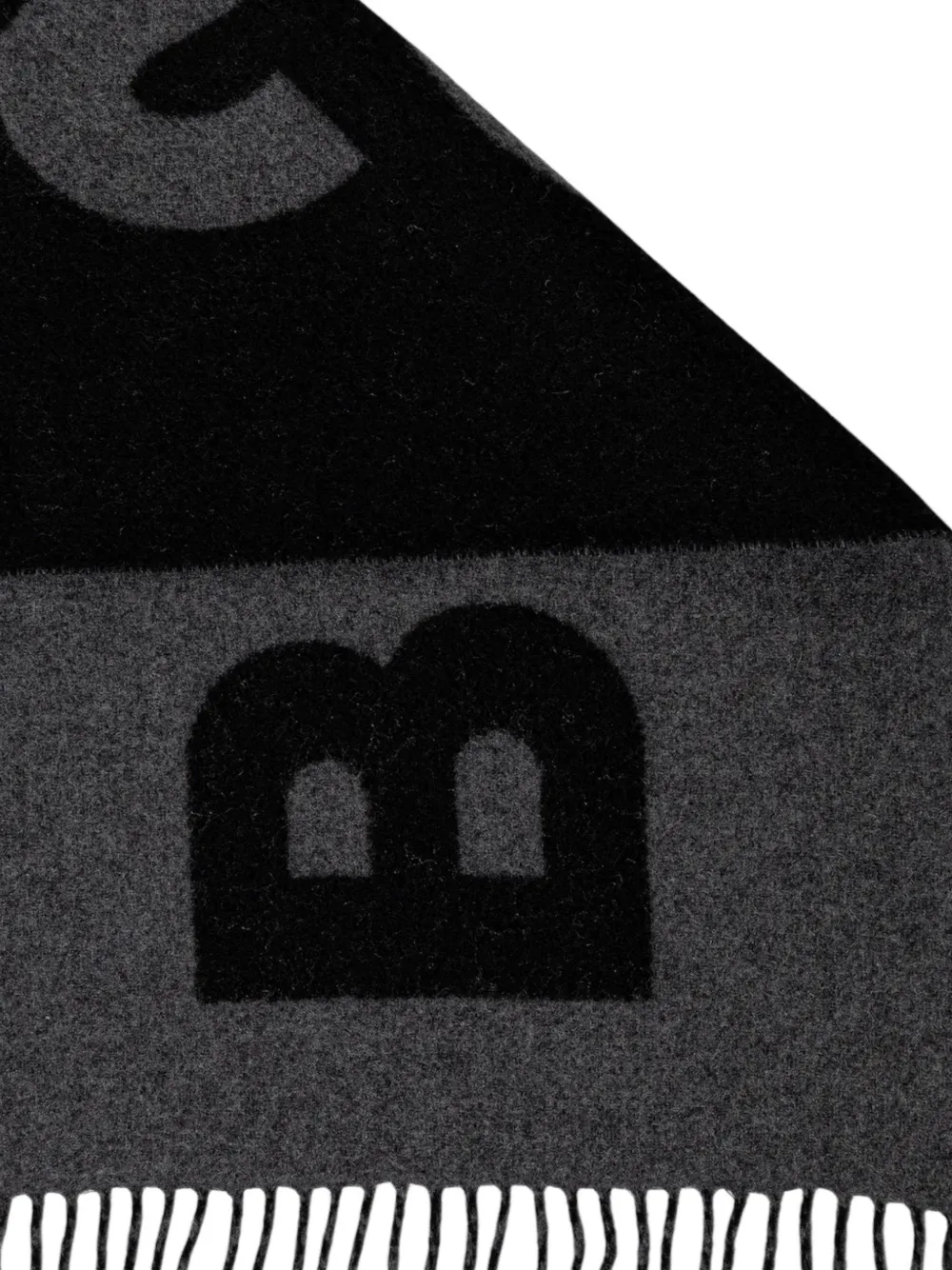 BOSS logo-print fringed scarf Grijs