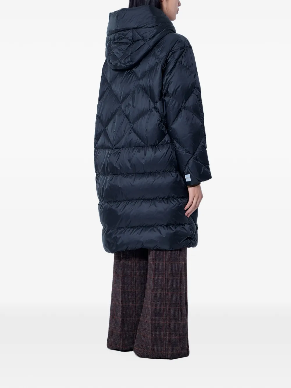 Max Mara diamond-quilted hooded coat Blauw