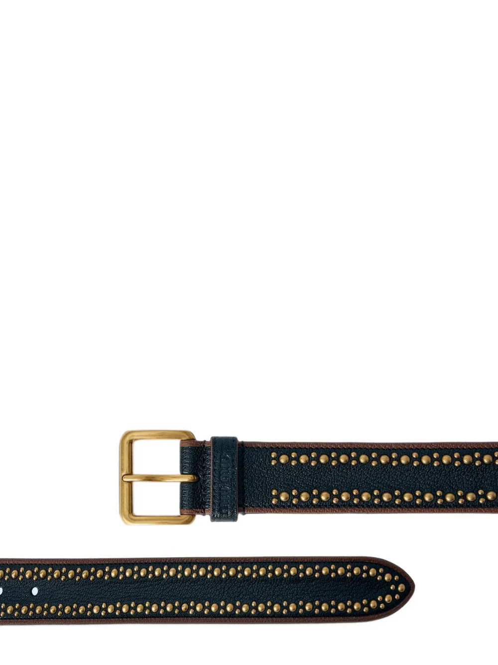 Miu Leren riem met studs Zwart