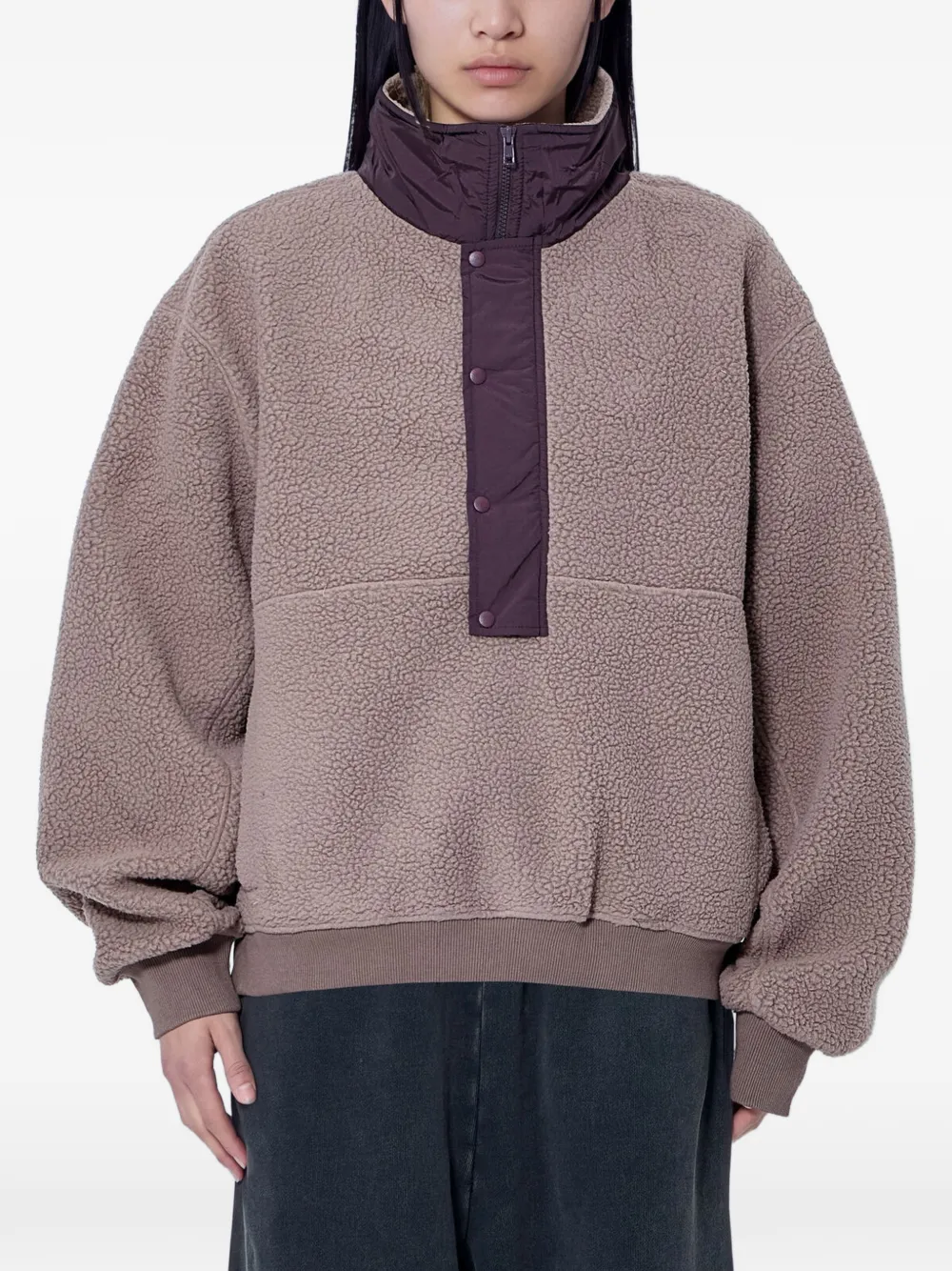 ENTIRE STUDIOS fleece snap-button sweater Beige