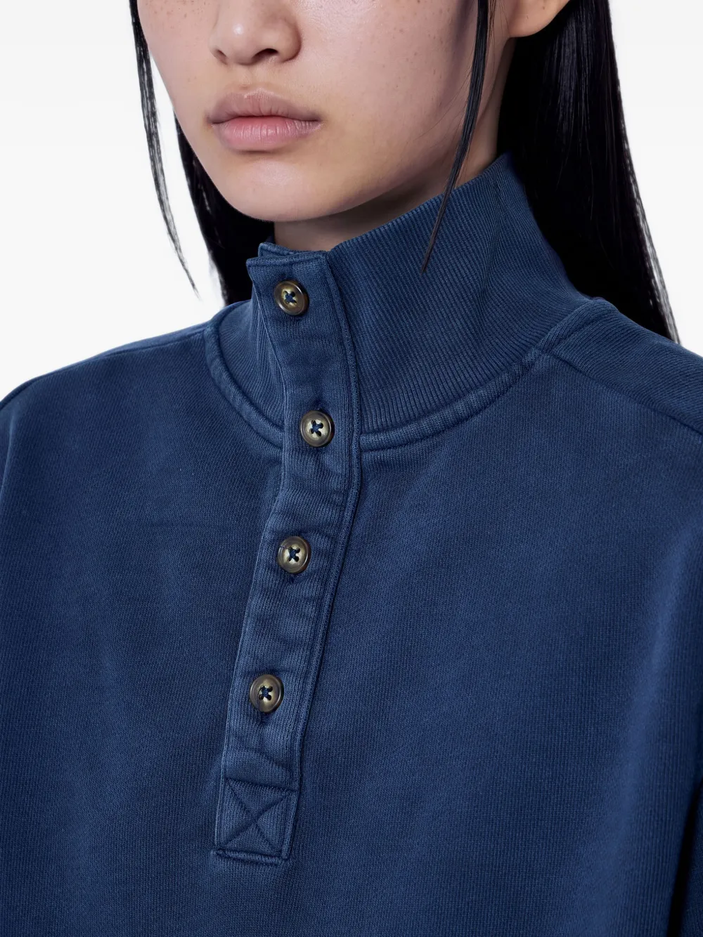 ENTIRE STUDIOS Port button-placket high-neck sweatshirt Blauw