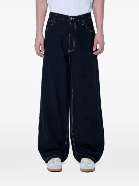 STORY mfg. contrast-stitch wide-leg jeans