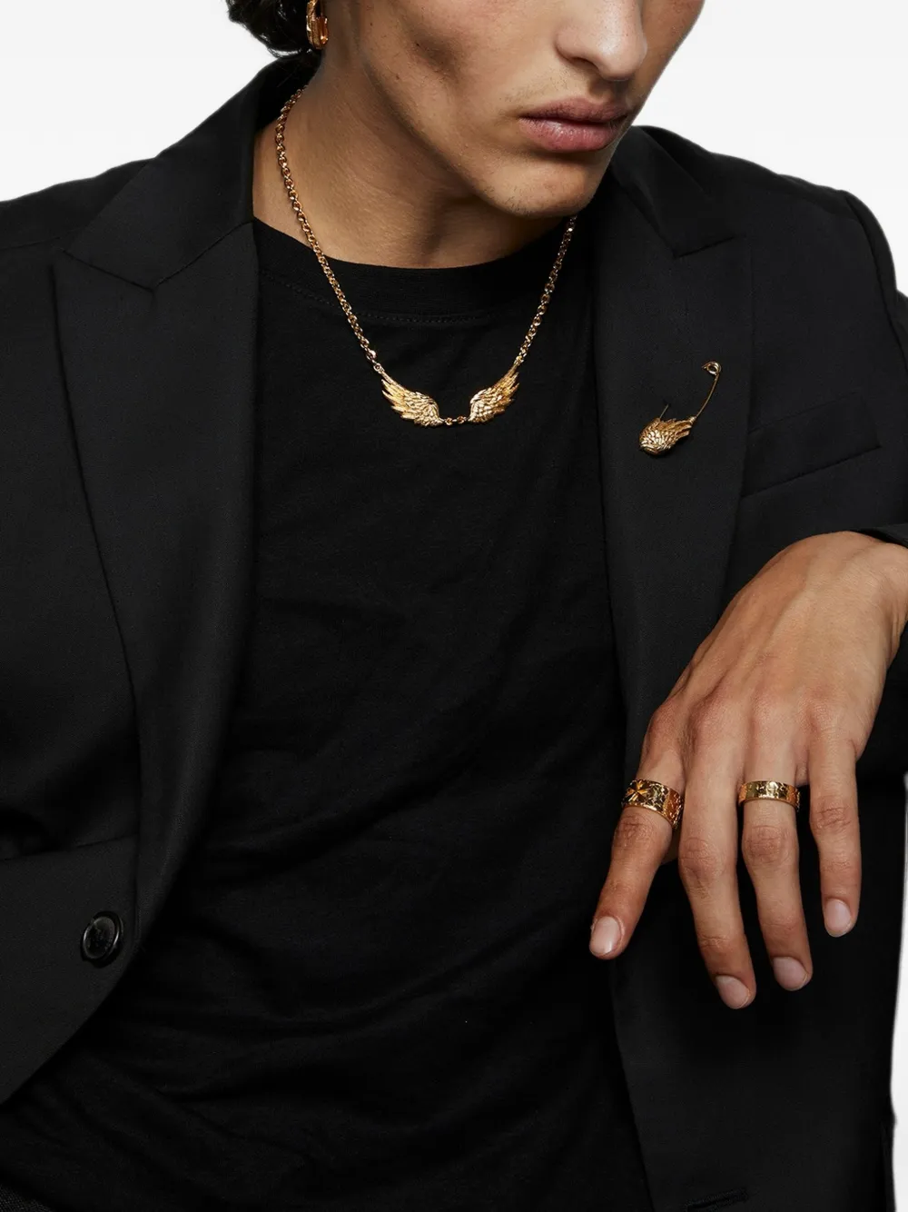Emanuele Bicocchi logo-detail cracked ring - Oro