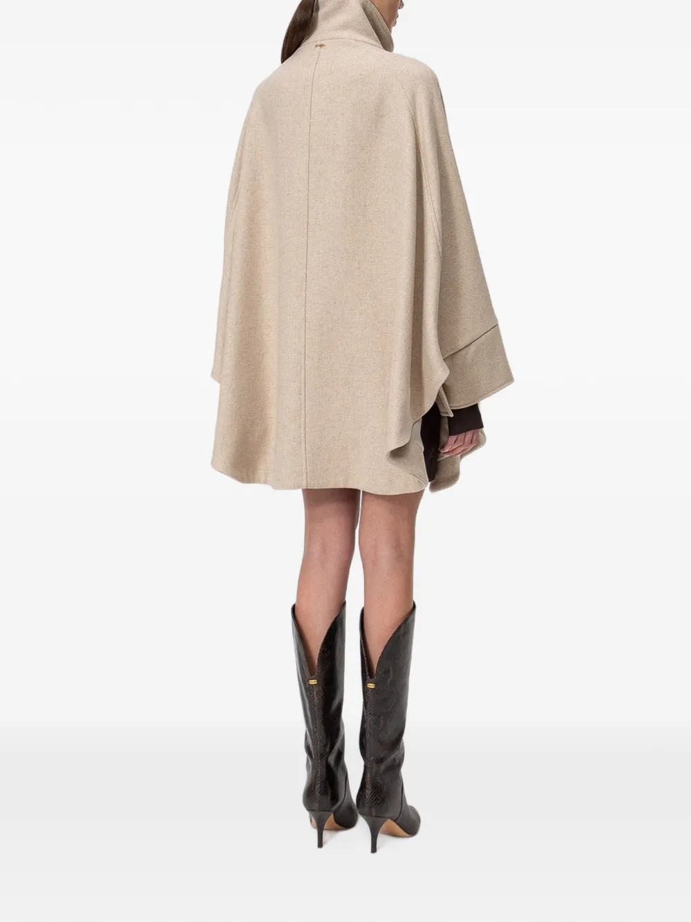 TWINSET wool cloth cape with buttons Beige