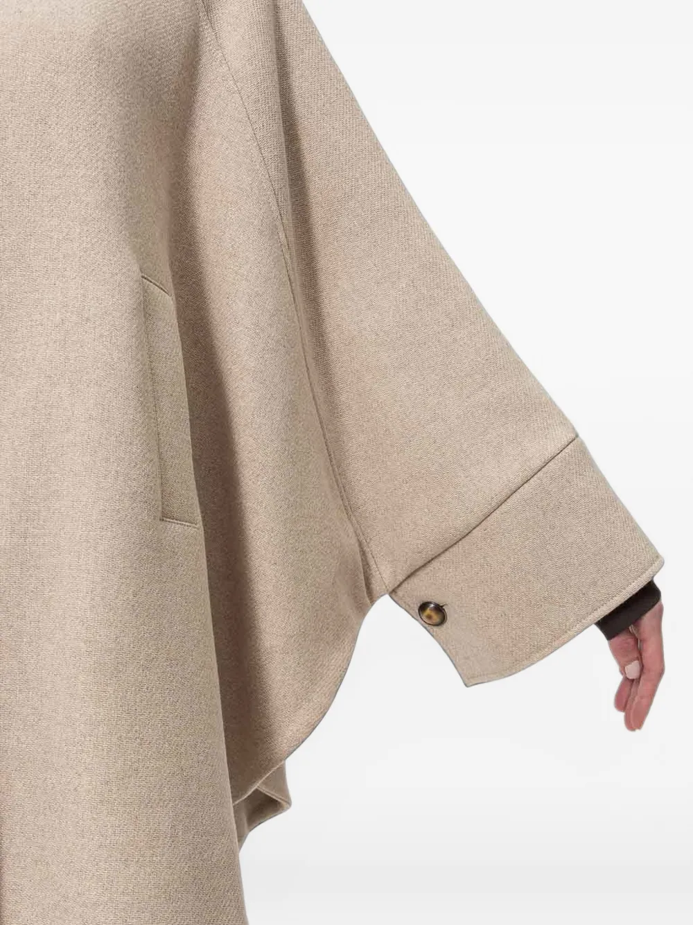 TWINSET wool cloth cape with buttons Beige