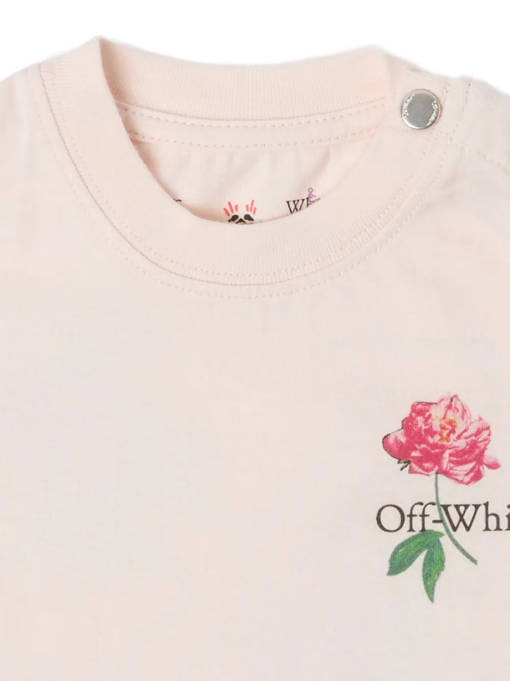 Off-White Kids floral-print T-shirt Roze