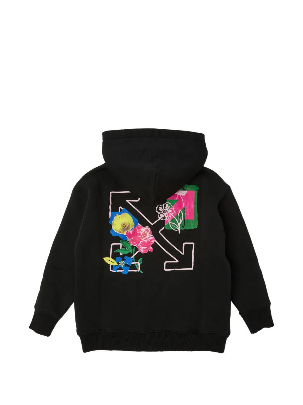 Off-White Kids flower-print hoodie Zwart