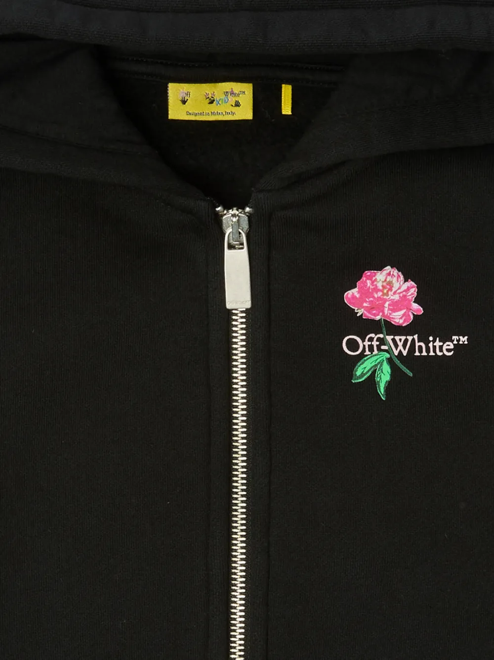 Off-White Kids flower-print hoodie Zwart