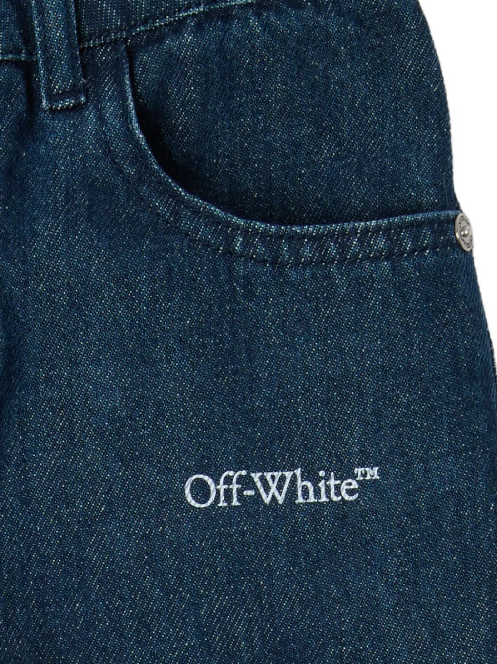 Off-White Kids logo-print straight-leg jeans Blauw