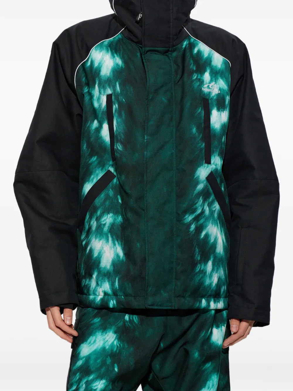 Balenciaga padded tie-dye ski jacket Groen