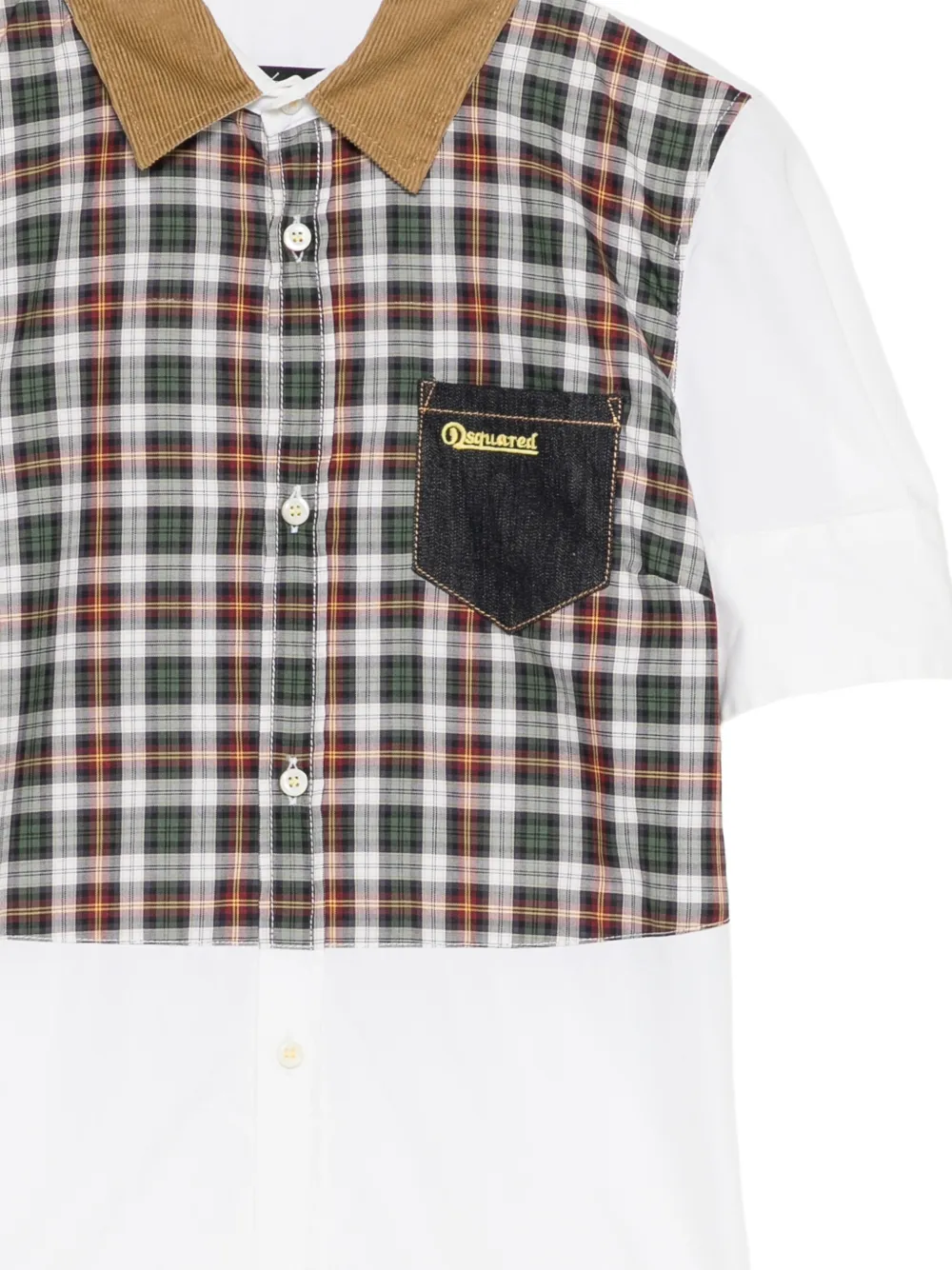 DSQUARED2 check-panel corduroy-collar shirt Wit