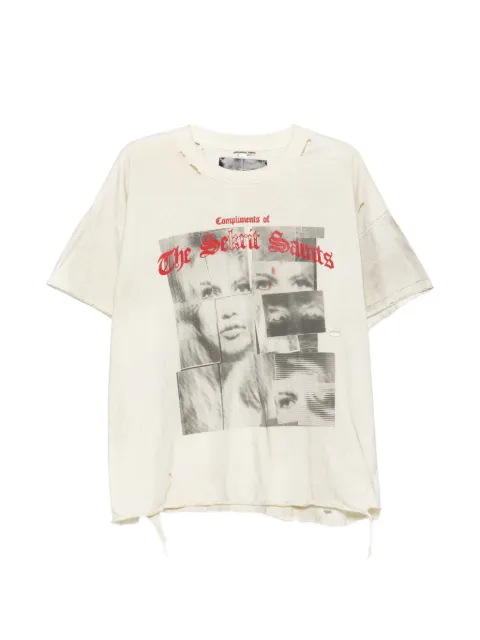 SEKRIT graphic-print distressed T-shirt