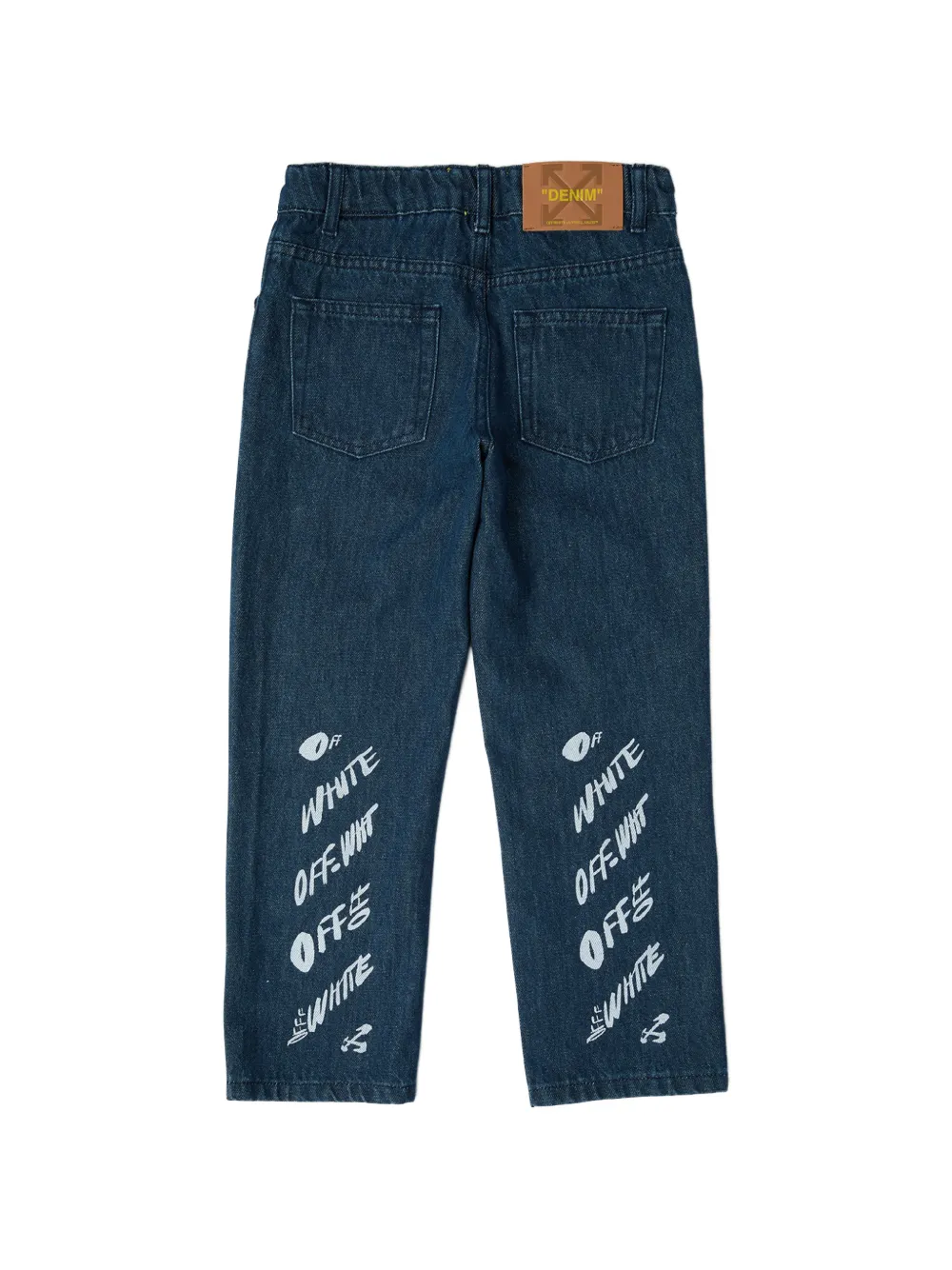 Off-White Kids logo-print cotton jeans Blauw