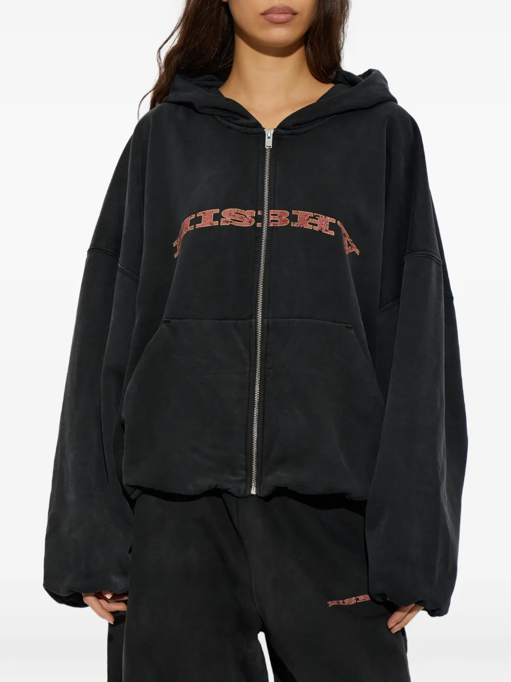 MISBHV logo-print zip-up hoodie Zwart