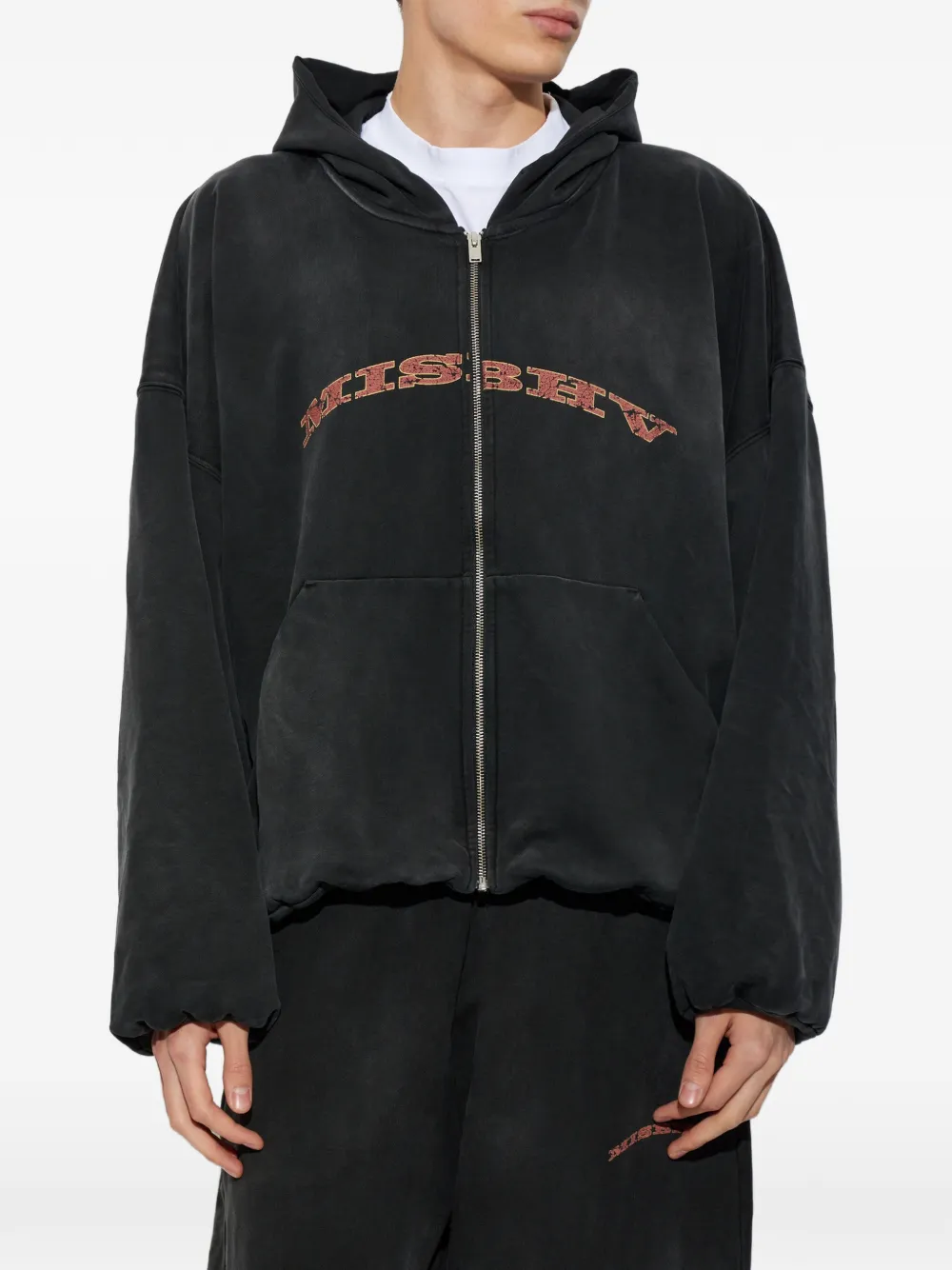 MISBHV logo-print zip-up hoodie Zwart