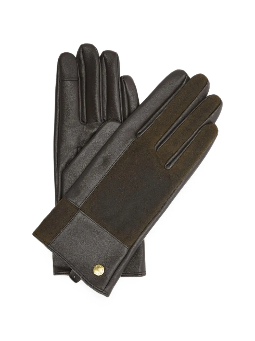 Barbour Rudson patchwork leather gloves - Braun